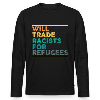 Journée des réfugiés Droits de l’homme Antiracisme E - T-shirt manches longues Premium bio Homme - noir - Devant - Nico (187cm)