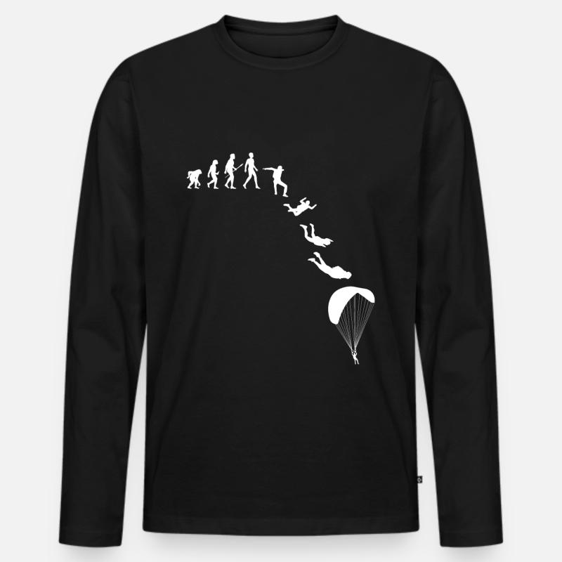 Evolution Fallschirmspringer Skydiving Geschenk - Männer Premium Bio Langarmshirt - Schwarz