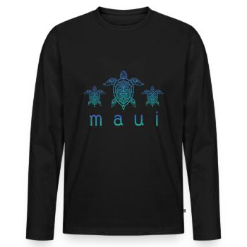 Hawaii Maui Turtle Tribal Hula Aloha Gift - Men's Premium Organic Long Sleeve Shirt - black - Front - Nico (187cm)