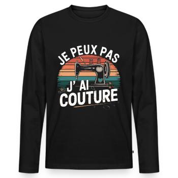 Sewing, my passion - authentic vintage look - Men's Premium Organic Long Sleeve Shirt - black - Front - Nico (187cm)
