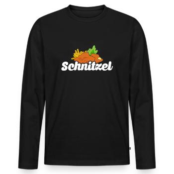 Schnitzel cadeau manger délicieux pané - T-shirt manches longues Premium bio Homme - noir - Devant - Nico (187cm)