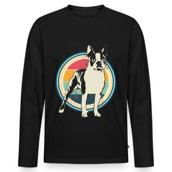 Boston Terrier retro gift shirt - Men's Premium Organic Long Sleeve Shirt - black - Front - Nico (187cm)