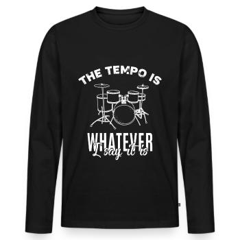 Batterie Tempo - Drummer musicien cadeau - T-shirt manches longues Premium bio Homme - noir - Devant - Nico (187cm)
