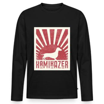 Dachshund retro gift shirt - Men's Premium Organic Long Sleeve Shirt - black - Front - Nico (187cm)