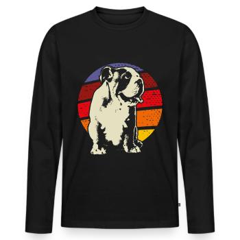 Chemise cadeau rétro Bulldog Anglais - T-shirt manches longues Premium bio Homme - noir - Devant - Nico (187cm)