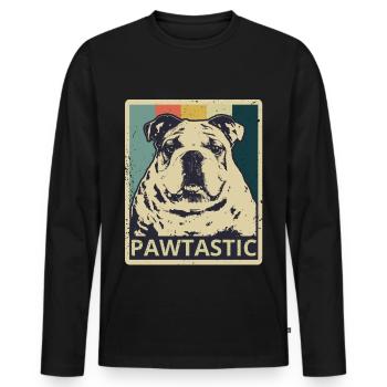 Chemise cadeau rétro Bulldog Anglais - T-shirt manches longues Premium bio Homme - noir - Devant - Nico (187cm)