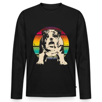 Chemise cadeau rétro Bulldog Anglais - T-shirt manches longues Premium bio Homme - noir - Devant - Nico (187cm)