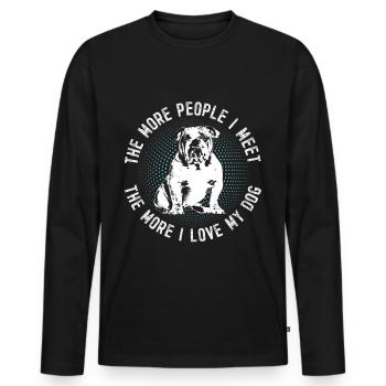 Chemise cadeau rétro Bulldog Anglais - T-shirt manches longues Premium bio Homme - noir - Devant - Nico (187cm)