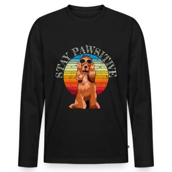 English Cocker Spaniel retro gift shirt - Men's Premium Organic Long Sleeve Shirt - black - Front - Nico (187cm)