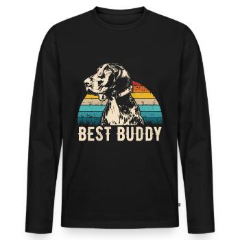 German shorthair retro gift shirt - Men's Premium Organic Long Sleeve Shirt - black - Front - Nico (187cm)