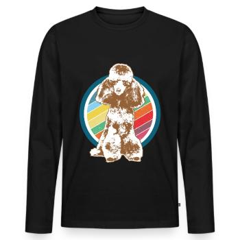 Chemise cadeau rétro caniche - T-shirt manches longues Premium bio Homme - noir - Devant - Nico (187cm)