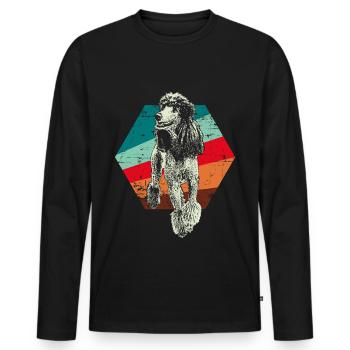 Chemise cadeau rétro caniche - T-shirt manches longues Premium bio Homme - noir - Devant - Nico (187cm)