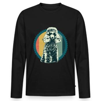 Chemise cadeau rétro caniche - T-shirt manches longues Premium bio Homme - noir - Devant - Nico (187cm)