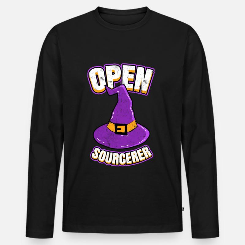 Open Sourcerer Programmierer Hacker - Männer Premium Bio Langarmshirt - Schwarz