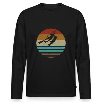 Vintage chasse sous marine - cadeau de pêche sous-marine - T-shirt manches longues Premium bio Homme - noir - Devant - Nico (187cm)