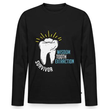 Wisdom tooth design - Men's Premium Organic Long Sleeve Shirt - black - Front - Nico (187cm)