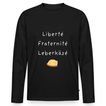Leberkäse Design - funny meat cheese - Men's Premium Organic Long Sleeve Shirt - black - Front - Nico (187cm)