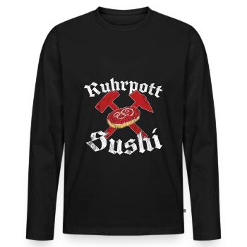 Ruhrpott Sushi Design Mettbrötchen Mett - Männer Premium Bio Langarmshirt - Schwarz - Vorne - Nico (187cm)
