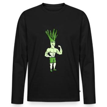 La conception de la pompe de fitness Leek comme motivation sportive - T-shirt manches longues Premium bio Homme - noir - Devant - Nico (187cm)