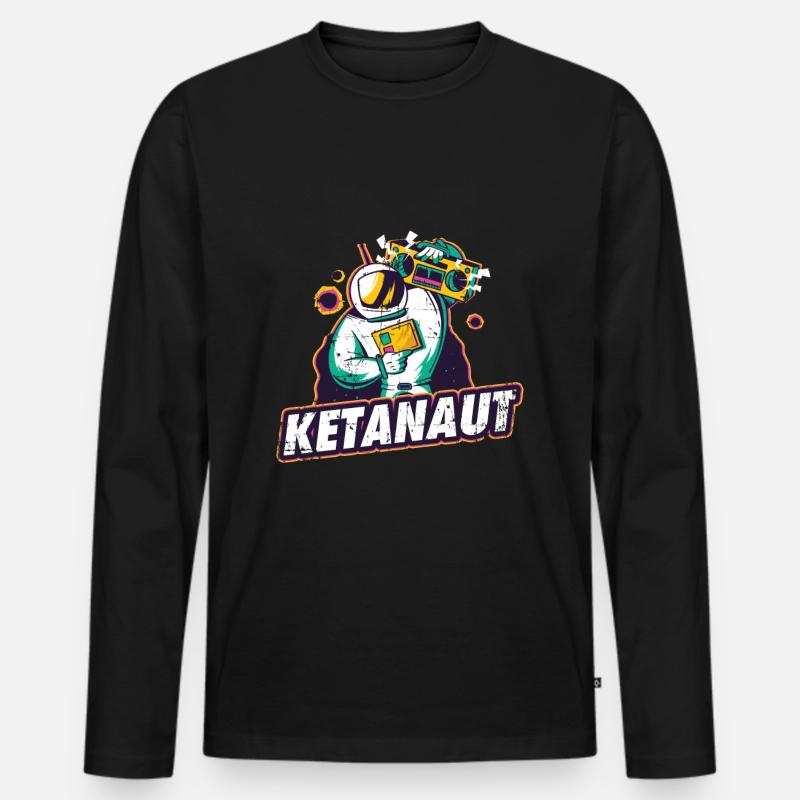 Keta tanzen Astronaut Techno Underground - Männer Premium Bio Langarmshirt - Schwarz