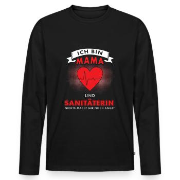 Sani Rettungsdienst Herz Mutter - Männer Premium Bio Langarmshirt - Schwarz - Vorne - Nico (187cm)