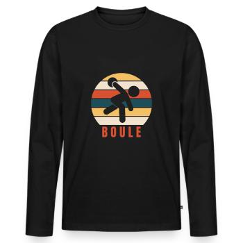 Boule Boccia Petanque Boulekugeln Retro Vintage - Männer Premium Bio Langarmshirt - Schwarz - Vorne - Nico (187cm)