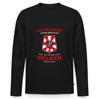 Fränkisch Fränkischer Dialekt Spruch Franke - Männer Premium Bio Langarmshirt - Schwarz - Vorne - Nico (187cm)