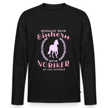 Noriker Pferd Reiten Pfederspruch Einhorn - Männer Premium Bio Langarmshirt - Schwarz - Vorne - Nico (187cm)