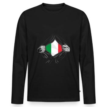 Drapeau italien italien Italie - T-shirt manches longues Premium bio Homme - noir - Devant - Nico (187cm)