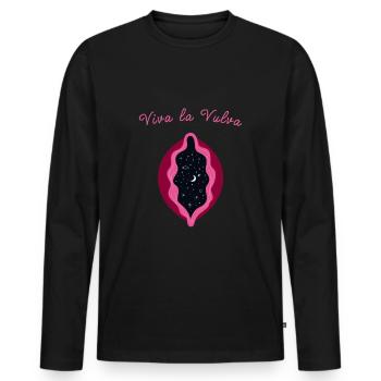 Vulva Vagina Scheide Feminismus Frau Emanzipation - Männer Premium Bio Langarmshirt - Schwarz - Vorne - Nico (187cm)