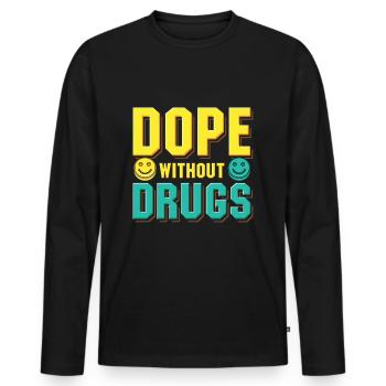 Anti-Drogues Sans Médicaments Bord Droit - T-shirt manches longues Premium bio Homme - noir - Devant - Nico (187cm)