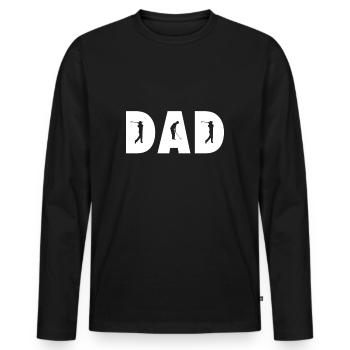 Golfer Dad Golf Papa Vater Geschenk - Männer Premium Bio Langarmshirt - Schwarz - Vorne - Nico (187cm)