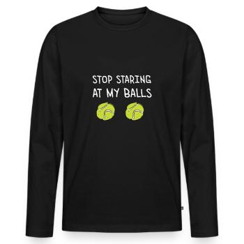 Tennis drôle disant tennis balle tennis - T-shirt manches longues Premium bio Homme - noir - Devant - Nico (187cm)