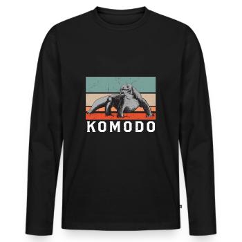 Komodo Dragon Moniteur Lézard Reptiles Rétro Vintage Komodo - T-shirt manches longues Premium bio Homme - noir - Devant - Nico (187cm)
