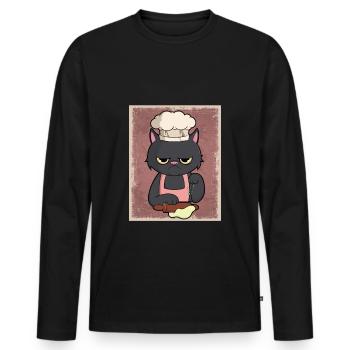 design for a baker - Men's Premium Organic Long Sleeve Shirt - black - Front - Nico (187cm)