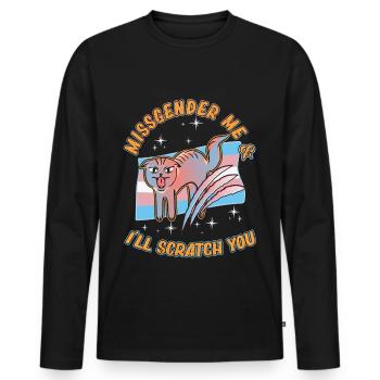 Transgenre Genderqueer Chat Trans - T-shirt manches longues Premium bio Homme - noir - Devant - Nico (187cm)