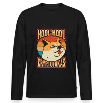 Hodl Hodl Cryptofakas Dogecoin Crypto - Männer Premium Bio Langarmshirt - Schwarz - Vorne - Nico (187cm)