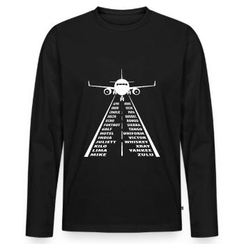 Nato Alphabet Motiv Fluglotse Pilot - Männer Premium Bio Langarmshirt - Schwarz - Vorne - Nico (187cm)