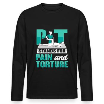 Physiotherapy shirt for physiotherapist - Men's Premium Organic Long Sleeve Shirt - black - Front - Nico (187cm)