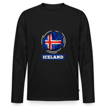 Drapeau du pays de football de l'Islande - T-shirt manches longues Premium bio Homme - noir - Devant - Nico (187cm)