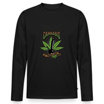 Herbe médicale au cannabis IV - T-shirt manches longues Premium bio Homme - noir - Devant - Nico (187cm)