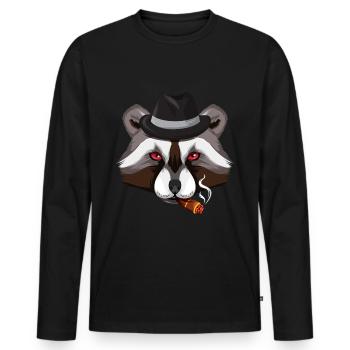 Mafia Waschbär - Männer Premium Bio Langarmshirt - Schwarz - Vorne - Nico (187cm)