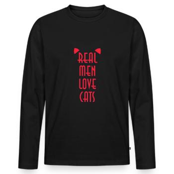 Real Men Love Cats / Katzen - Männer Premium Bio Langarmshirt - Schwarz - Vorne - Nico (187cm)