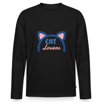 Cat Lovers / Katzenliebe - Männer Premium Bio Langarmshirt - Schwarz - Vorne - Nico (187cm)