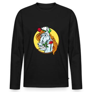 Romeo Lover Horse (horse) - Men's Premium Organic Long Sleeve Shirt - black - Front - Nico (187cm)