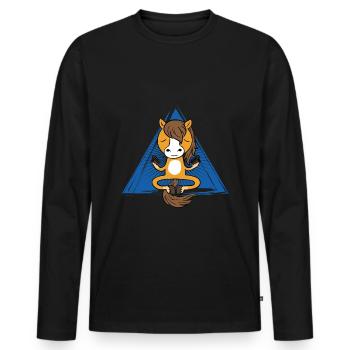 Meditation Horse (Pferd) - Männer Premium Bio Langarmshirt - Schwarz - Vorne - Nico (187cm)