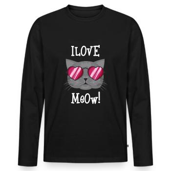 J'aime les chatons - T-shirt manches longues Premium bio Homme - noir - Devant - Nico (187cm)