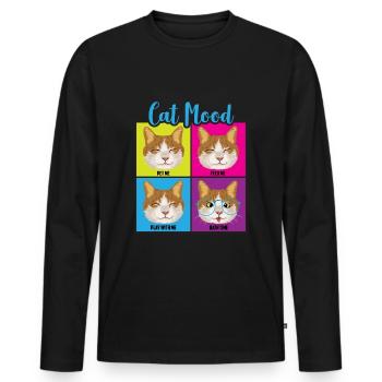 Funny Cat Moods - Men's Premium Organic Long Sleeve Shirt - black - Front - Nico (187cm)