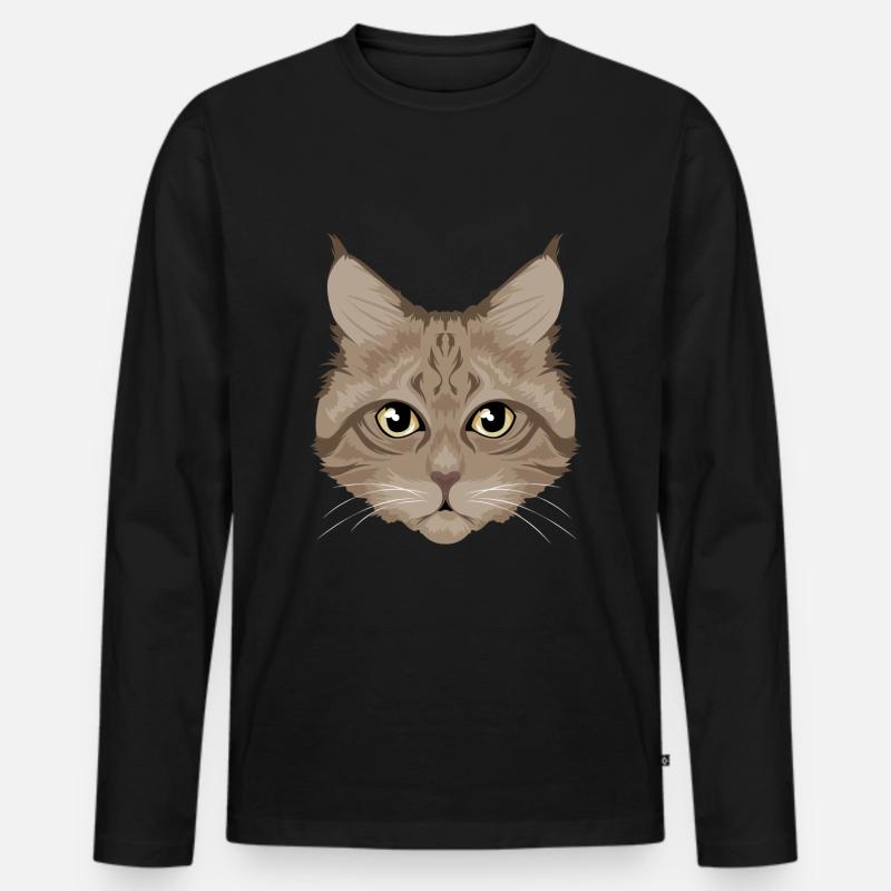 Brown Cat / Katze - Männer Premium Bio Langarmshirt - Schwarz