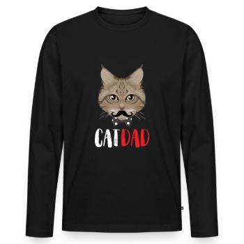 Stolzer Katzen Papa - Männer Premium Bio Langarmshirt - Schwarz - Vorne - Nico (187cm)